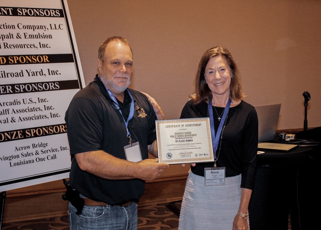 LPESA President Tommy Durrett accepted the First Place Winner award on behalf of Ouachita Parish.